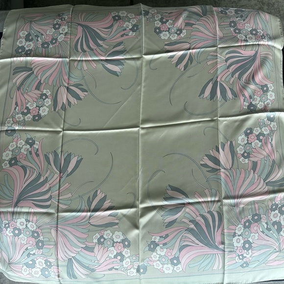 Orient Express Accessories - Vintage Venice Simplon Orient Express Floral 100% Silk Scarf in Pink and Sage